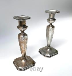 Vintage Mueck-Cary Sterling Silver Pair of Candle Sticks w Monogram 9 1/2 (WeP)