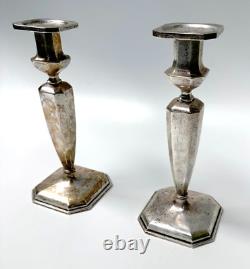 Vintage Mueck-Cary Sterling Silver Pair of Candle Sticks w Monogram 9 1/2 (WeP)