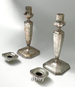 Vintage Mueck-Cary Sterling Silver Pair of Candle Sticks w Monogram 9 1/2 (WeP)
