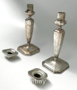 Vintage Mueck-Cary Sterling Silver Pair of Candle Sticks w Monogram 9 1/2 (WeP)