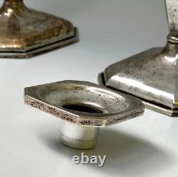 Vintage Mueck-Cary Sterling Silver Pair of Candle Sticks w Monogram 9 1/2 (WeP)