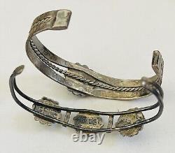 Vintage Native American Sterling Silver Turquoise Cuff Bracelets