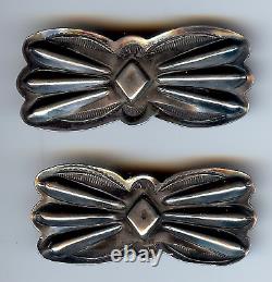 Vintage Navajo Indian Stamped Silver Pair Of Belt Conchos
