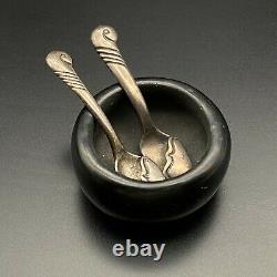 Vintage Navajo Kenneth Begay Sterling Silver Spoons Pair with Bowl