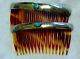 Vintage Navajo Southwestern Sterling Silver Turquoise Pair Of Hair Combs Stamped