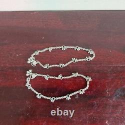 Vintage Old Anklet Pair Silver Jewelry Tribal Lady Bells Attached 28 Grams
