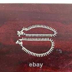Vintage Old Anklet Pair Silver Jewelry Tribal Lady Collectible 17 Grams