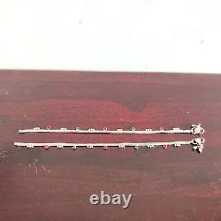 Vintage Old Anklet Silver Jewelry Pair Tribal Lady Colorful Stone Decorated