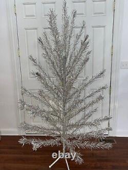 Vintage PAIR 6' AND 2+' Silver Aluminum Christmas Trees