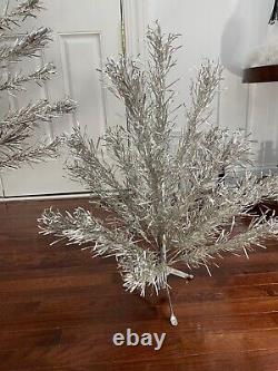 Vintage PAIR 6' AND 2+' Silver Aluminum Christmas Trees