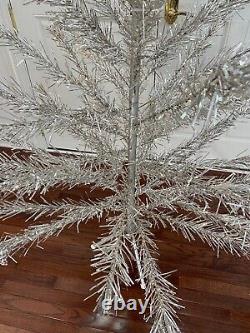 Vintage PAIR 6' AND 2+' Silver Aluminum Christmas Trees