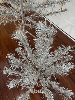 Vintage PAIR 6' AND 2+' Silver Aluminum Christmas Trees