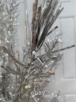 Vintage PAIR 6' AND 2+' Silver Aluminum Christmas Trees