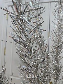 Vintage PAIR 6' AND 2+' Silver Aluminum Christmas Trees