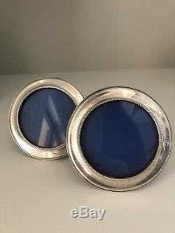 Vintage PAIR English Sterling Silver Picture Frames Round