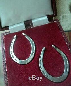 Vintage PAIR Horse Shoe Stg Silver Serviette / Napkin Rings h/m 1970 BOXED