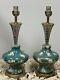 Vintage Pair Mcm Atomic Lamps Teal, Blue, Gold, White, Silver & Gold Accents