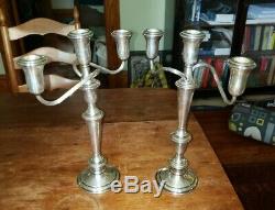Vintage PAIR Reed & Barton 13 Sterling Silver 3 light Candelabra Candlesticks