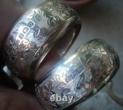 Vintage PAIR of Sterling Silver Serviette / Napkin Rings Ring h/m 1913 BOXED
