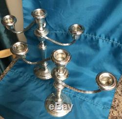 Vintage Pair 11.5 Gorham 808/1 3-Light Sterling Silver Candelabra Candlesticks