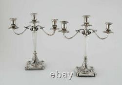 Vintage Pair 11 Sterling Silver wgt. 800 3 Light Candelabras Italy 23.8 T oz