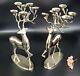 Vintage- Pair 16 Tall Large Silver Metal Candleholders 6 Candles Each