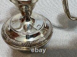 Vintage Pair 3 Light Fisher Weighted Sterling Silver Candle Candelabra, 5 3/4 T