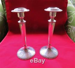 Vintage Pair 8 Shreve & Co San Francisco CA Engraved Sterling Candlesticks 8701