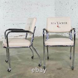 Vintage Pair Art Deco Streamline Modern RCA Victor Advertising Chairs by Chromcr