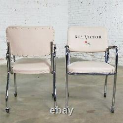 Vintage Pair Art Deco Streamline Modern RCA Victor Advertising Chairs by Chromcr