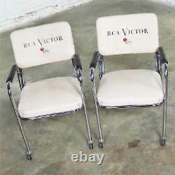 Vintage Pair Art Deco Streamline Modern RCA Victor Advertising Chairs by Chromcr