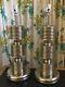 Vintage Pair Brass / Silver Tone Table Lamps 23.5 Tall Mid Century Heavy Vgc