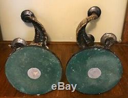 Vintage Pair Candlesticks Anthony Redmile London Ram Horns, Silver Plated Marked