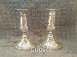 Vintage Pair Candlesticks Thomas Blakemore 6 Silverplate Neoclassical Art Deco