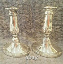 Vintage Pair Candlesticks Thomas Blakemore 6 Silverplate Neoclassical Art Deco