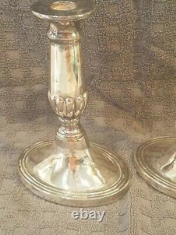 Vintage Pair Candlesticks Thomas Blakemore 6 Silverplate Neoclassical Art Deco