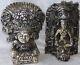 Vintage Pair D'argenta Mayan Silver Gods Silver Aztec Olmec Skulls Sculpture