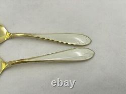 Vintage Pair Danish 925 Silver Gilt With Enamel Decoration Servers, 86 grams