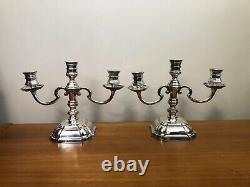 Vintage Pair Denmark El Co. Silver Plated 3 Lights Candelabra Candle Holders, 8