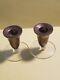 Vintage Pair Duchin Creation Weighted Sterling Silver And Glass Candleholders