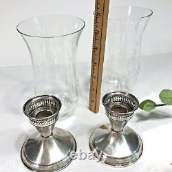 Vintage Pair Duchin Creation Weighted Sterling Silver and Glass Candleholders