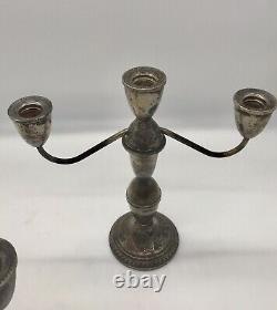 Vintage Pair Duchin Triple Candelabras Candle Holders Sterling Weighted Stamped