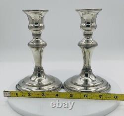 Vintage Pair Empire Silver Pewter Candlestick Holders 6 Made In USA