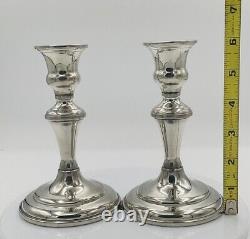 Vintage Pair Empire Silver Pewter Candlestick Holders 6 Made In USA