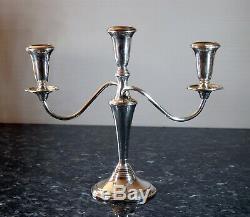 Vintage Pair Empire Sterling Silver Candelabras 3-Candle Convertible -Excellent