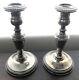 Vintage Pair Fisher Sterling Silver Weighted Candlesticks #305 Removable Top