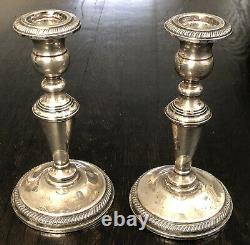 Vintage Pair FISHER Sterling Silver Weighted Candlesticks #305 Removable Top