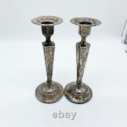 Vintage Pair Filled American Sterling Silver Candlesticks J Wagner & Son 7