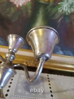 Vintage Pair Frank M Whiting Sterling Silver 3-Light Convertable Candelabras 9