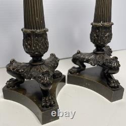 Vintage Pair Frederick Cooper 19th Century Bronze Candlesticks Camden Passage